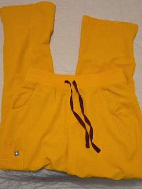 Yellow Scrub Pants with Maroon Drawstring